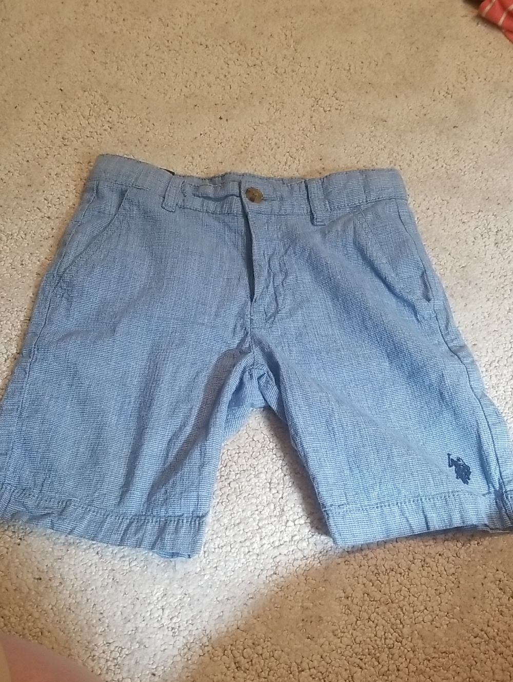 U.S. Polo Assn. Light Blue Seersucker Flat-Front Shorts